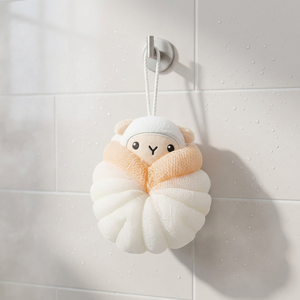 Éponge de bain mignonne en forme de mouton, peluche animale, boule de bain moussante en maille douce, en PE, forme de fleur simple pour adultes - Product Image 5