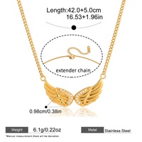 Nuevo Collar de Moda con Colgante de Alas de Ángel en Acero Inoxidable Chapado en Oro de 18K y Circonita Cúbica para Mujer