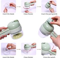Gadgets de cuisine 4 en 1, ensemble de coupe-légumes manuel, hachoir à aliments multifonction, lames en acier inoxydable pour la cuisine