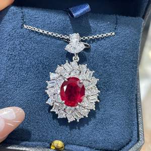 Kultivierter Rubin Gold 925 Silber Damen-Ohrringe Tauben-Hämoglobin Hochwertige Nischen-Halskette Neues Retro Light-Luxury Schmuckset - Product Image 3