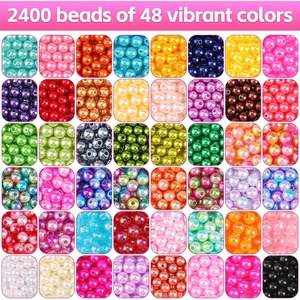 6Mm Abs Dyed Pearls 48 Colors 2400 Pieces Loose <b>Beads</b> For Diy Bracelet Necklace Making Jewelry Supplies - Product Image 3