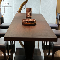 Ensemble de table à manger en bois massif sur mesure de l'usine de Foshan, 6 places, chaises de salle à manger de luxe, ensemble de 6 chaises de luxe pour villa, hôtel, projet