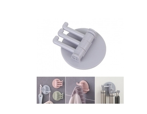 Colgadores <span class=keywords><strong>de</strong></span> Pared Creativos Giratorios en Tres Direcciones, Impermeables, <span class=keywords><strong>de</strong></span> ABS, para Cocina y Baño, con Adhesivo Sin Costuras y Diseño Perforado Gratuito - Product Image 2