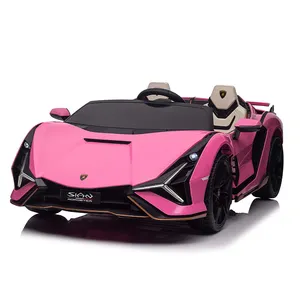 Pink Licensed Electric 24V Rubber Tire Ride-On Car for Kids Unisex 2-Seater Toy with Battery Power