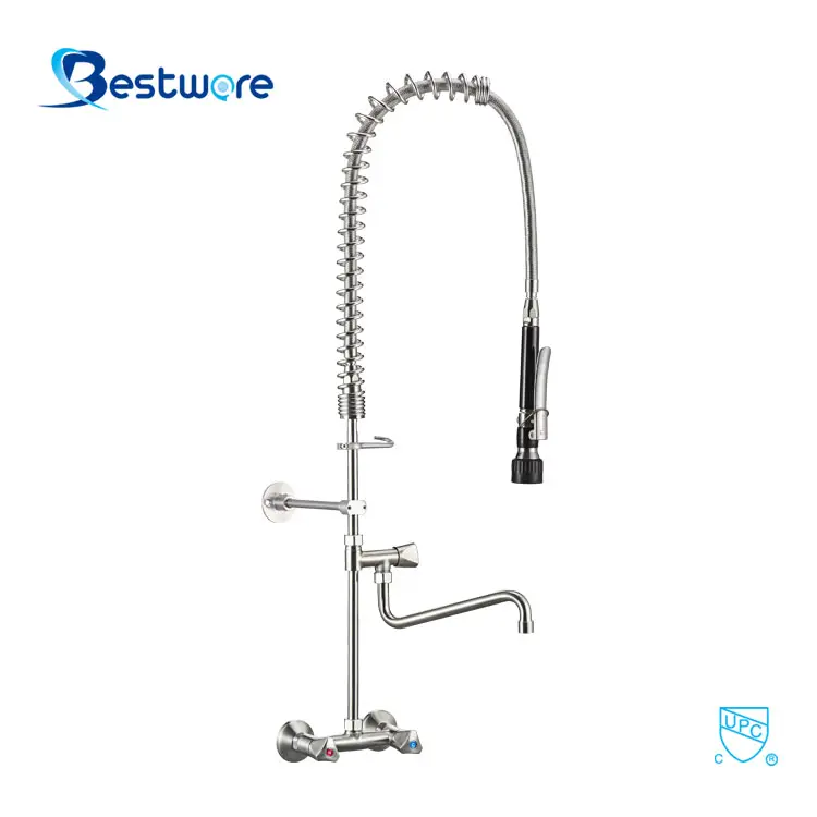 Modern Stainless Steel Spout Pull-Out Spray in Dubai Brushed Surface Pop-Up Wall Mount Kitchen Water Sink Faucet for Hotels