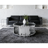Table basse ronde en verre trempé multifonctionnelle à double étage, tendance 2025, écologique
