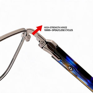 HZ6602 Monturas de Gafas Cuadradas de Metal Delgado en <span class=keywords><strong>Dos</strong></span> Tonos para Mujer, Decoración de Diamantes de Imitación, Patas Hexagonales de Acetato - Product Image 4