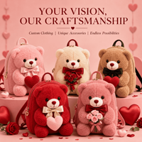 Sac à dos en peluche personnalisé en forme de cœur d'ours pour la Saint-Valentin, sac à dos doux personnalisé, cadeau de vacances, OEM ODM
