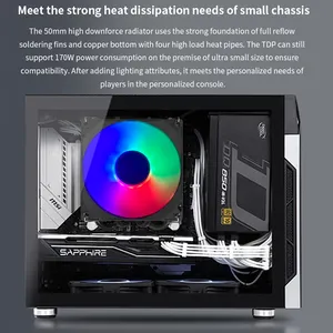 TISHRIC Small Chassis Dedicated CPU Cooler Fan 4 Heat Pipes 4 Pin For Intel LGA 1200 115x 1700 AMD AM3 AM4 Processor Cooler