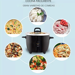 Pentola elettrica per riso in acciaio inossidabile con capacità da 10 tazze (5 tazze poco cotta), il colore nero per le zuppe include il misurino - Product Image 4