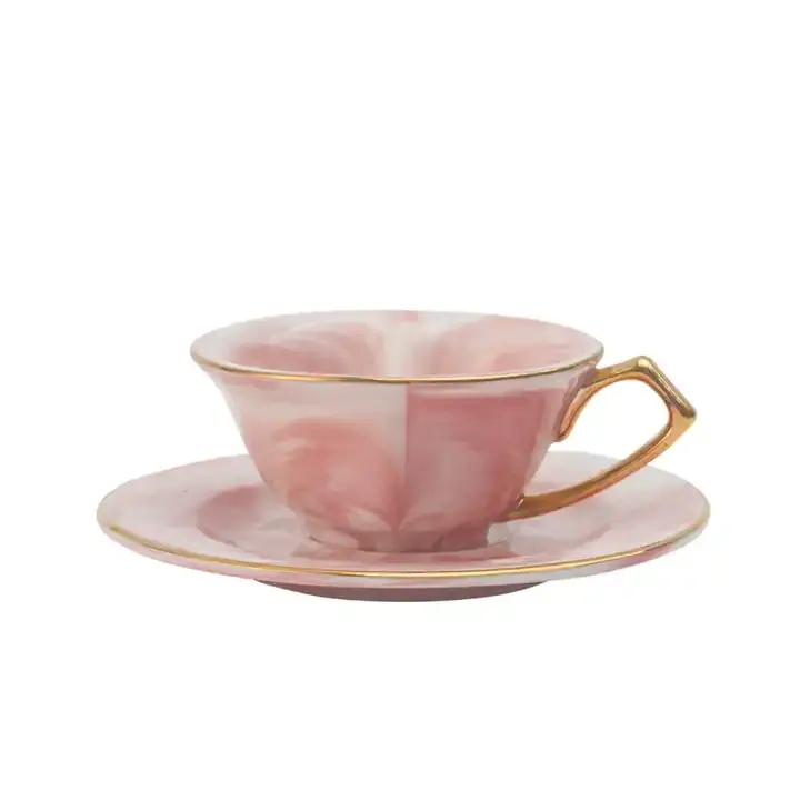 Đá Cẩm thạch màu tách trà hình Trái Tim Gốm tách trà và chiếc đĩa Bộ quà tặng