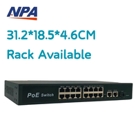 AI PoE Switch 16 Port 10/100Mbps mit 2 Gigabit Uplink 1 SFP RJ45 AI Watchdog IEEE 802.3af/at 10.8Gbps IP-Kamera CCTV QoS