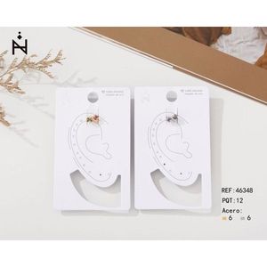 Orecchini a clip con design floreale e strass, gioielli alla moda per donna, pezzo singolo - Product Image 1