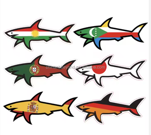 สติกเกอร์รูปฉลามการ์ตูนแบบกันน้ำ PVC 3 มิติ รูปทรงสี่เหลี่ยมผืนผ้า ลาย Paul and Shark พร้อมลายธงชาติมาร์กเซย Gertrude - Product Image 4