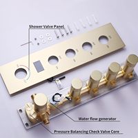 Mitigeur de douche thermostatique multifonction 4 fonctions en laiton brossé doré avec vanne inverseur