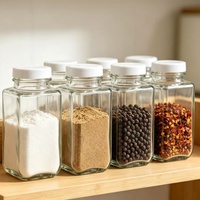 Bouteille vide en verre transparent pour poudre aromatisante 125 ml avec couvercle doseur, récipient de cuisine réutilisable pour épices et herbes sèches