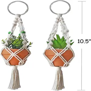 Mini Macrame Touw Hangers Thuis Auto Decoratieve Macrame Muur Opknoping Plant Decoraties