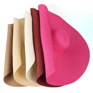 Venta al por mayor de sombreros de ala ancha para adultos personalizados, sombrero de paja flexible de playa de verano para mujeres