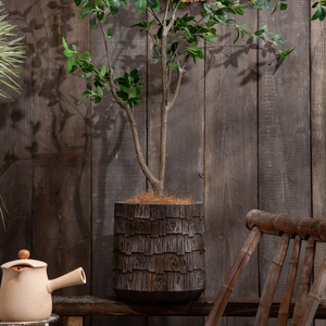 Style moderne écorce de vent soyeuse texturé <span class=keywords><strong>grand</strong></span> <span class=keywords><strong>Pot</strong></span> de fleur trous inférieurs jardinage extérieur café plantes vertes paradis des oiseaux <span class=keywords><strong>citronnier</strong></span> - Product Image 3