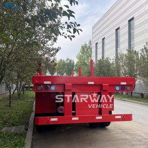 Semi-remorque plateau <span class=keywords><strong>utilitaire</strong></span> en acier à 3 essieux Starway Vehicle avec piquets, capacité de charge de 60 000 kg pour le <span class=keywords><strong>transport</strong></span> du bois - Product Image 3