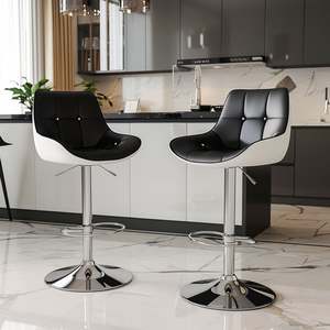 Taburete de Bar Moderno para Cocina con Estructura de Madera Maciza, Base de Metal, Altura Ajustable Personalizada, Silla Giratoria para Hogar, Bar, Comedor, Dormitorio - Product Image 2