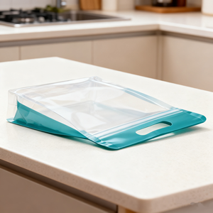 Sacs à fond plat YSH, étanches, avec couvercle rigide transparent, pochette avec fermeture éclair et poignée, finition dépolie, scellage large sur huit côtés - Product Image 5