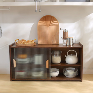 Japanese Style Desktop <b>Sideboard</b> Kitchen Cabinet Frosted Glass Door <b>Storage</b> Organizer For Home Dining Room Cup Utensil Rack - Product Image 3