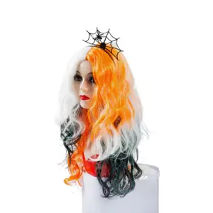 ANXIN Factory Supplier Orange White Black Virgin Curly Wig Halloween Curly Wig Manufacturer
