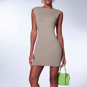 Vestidos de Punto Elástico de Algodón Orgánico con Cuello Redondo y Corte Recto, Nuevo Estilo, para Mujer - Product Image 2