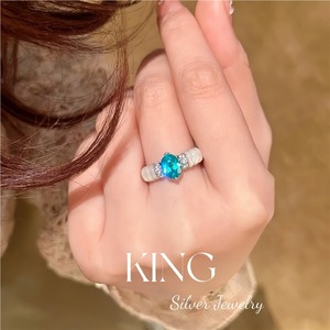King Silver Jewelry S925 Sterling Silver <b>Ring</b> With Paraiba Stone White Mother Of Pearl Retro Fashion Women's Fine <b>Ring</b> - Product Image 2