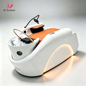 Lit de lavage de cheveux électrique de luxe en fibre de verre avec massage et lumière LED pour salon de coiffure, barbier et spa - Product Image 1