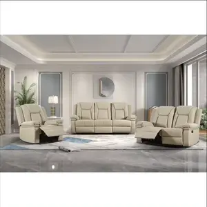 Sans High End Living Room 4 Seat Luxury Leather Sofa Set Sectional Recliner