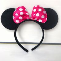 Serre-tête élastique pour filles, motif nœud à pois de dessin animé, oreilles de souris, en plastique, pour fête d'enfants, avec paillettes, style Minnie