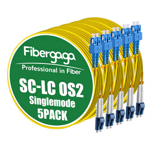 Câble de raccordement en fibre optique Fibergaga-5Pack OS2 LC SC SMF monomode duplex 9/125m 1G/10GB OD-2.0mm Chine - Product Image 1
