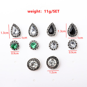 Boucles d'oreilles tendance en cristal et strass, forme goutte d'eau, serti clos, bijoux de fête pour femme, lot de 5 paires - Product Image 5