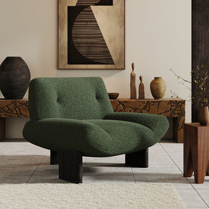 Vintage Style Living Room <b>Chair</b> Ash Wood High Backrest Flocking Fabric Foam Filling Adult Use - Product Image 2