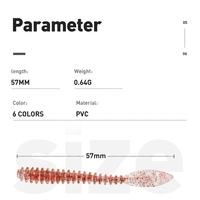 WildTrek 57mm 0.6g Umpan Lunak Berbentuk Daun Bergaris PVC Micro Soft Lure Ned Rig Umpan Pancing Air Tawar untuk Ikan Trout, Perch, Zander, Pike