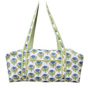 Factory Direct Wholesale Block Printed Cotton Travel Duffle Bag Low MOQ Handmade <b>Quilted</b> Bohemian Beach Yoga Gym Bag - Product Image 1