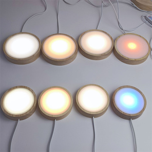 Lámpara de bola de cristal para mesa de Luna LED, luz de mesa de madera, USB, rectángulo redondo de madera, soporte de Base RGB, decoración del hogar - Product Image 2