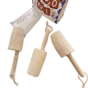 Solid Wood <b>Handle</b> Loofah <b>Sponge</b> Cup Brush With Hanging Loop For Kitchen Cleaning - Product Image 1