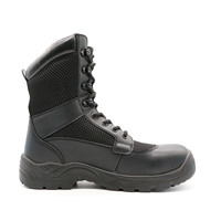Bottes de travail tactiques MaxiTough en cuir croûte respirantes et confortables avec logo personnalisé, col montant, embout en acier et semelle antidérapante pour usine et travail intensif