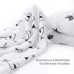 110*120 cm Stock Ready 138 G/pc gasa 70% bambú 30% algodón muselina 2 capas bebé suave impreso manta Swaddle Wrap recepción - Product Image 3