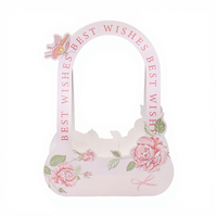 Petit panier pour emballages de bouquets DIY, boîte à fleurs portable avec impression de vœux, idéal pour les cadeaux d'anniversaire et la décoration