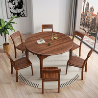 Ensemble de table à feuilles rabattables en noyer massif, design pliable multifonctionnel, gain de place, pour rassemblements