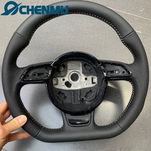 VENTE FLASH Volant sport en cuir à fond plat pour <span class=keywords><strong>Audi</strong></span> S6 S7 A4 A5 A6 A7 Q3 Q5 <span class=keywords><strong>A3</strong></span> S3 S8 R8, cuir perforé noir amélioré - Product Image 5