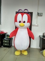 Costume de mascotte en peluche pingouin rouge personnalisé pour adultes - Thème de Noël unisexe