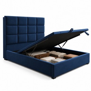 <span class=keywords><strong>Letto</strong></span> contenitore imbottito blu con sollevamento idraulico, <span class=keywords><strong>testiera</strong></span> trapuntata a griglia, struttura <span class=keywords><strong>letto</strong></span> matrimoniale/king size, OEM ODM, letti all'ingrosso B2B - Product Image 4