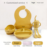 Ensemble de sevrage pour tout-petits, vaisselle en silicone écologique, bavoir pour bébé, attrape-aliments, tasse d'apprentissage pour bébé, assiette lavable, bol antidérapant