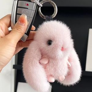 Cadeau pour couple, sac lumineux de dessin animé, breloques de voiture, décoration DIY, pompon en fourrure de lapin doux et moelleux, <span class=keywords><strong>porte</strong></span>-clés lapin, nouvel an - Product Image 6