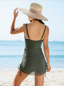 Maillot de bain une pièce à fleurs pour femmes, col en V, séchage rapide, maillot de bain de plage respirant et extensible - Product Image 4